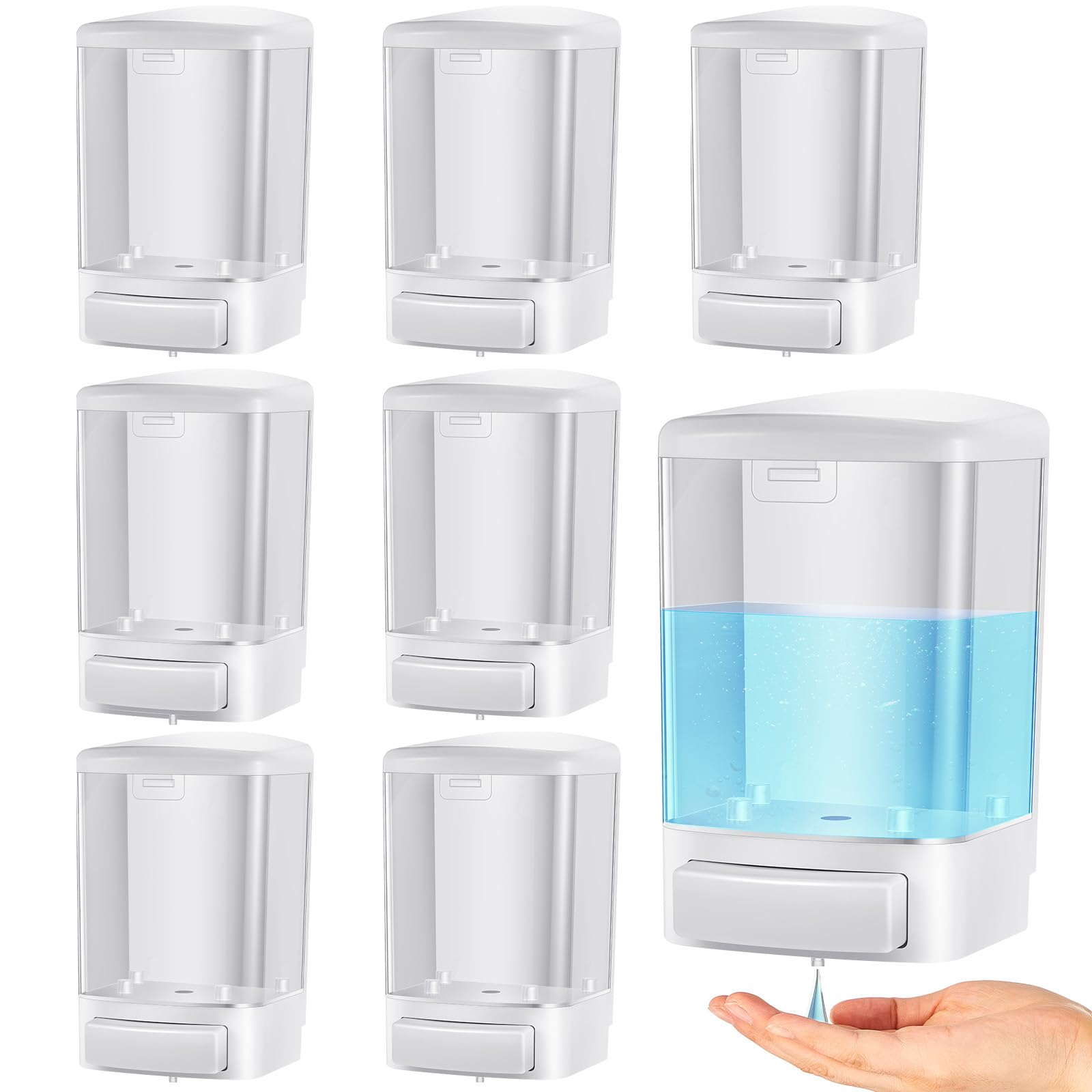 Hushee 8 Pcs Wall Mounted Soap Dispenser,33.8 Oz 1000 Ml,White