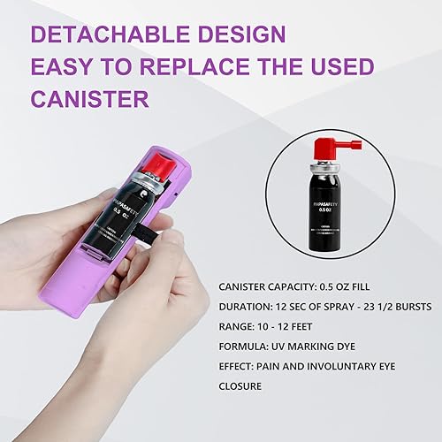 Miniatura 6 de Juego de alarma personal 3 en 1 para mujeres de autodefensa con spray de pimienta, gel pimienta de máxima fuerza y sirena de 130 dB y luces LED