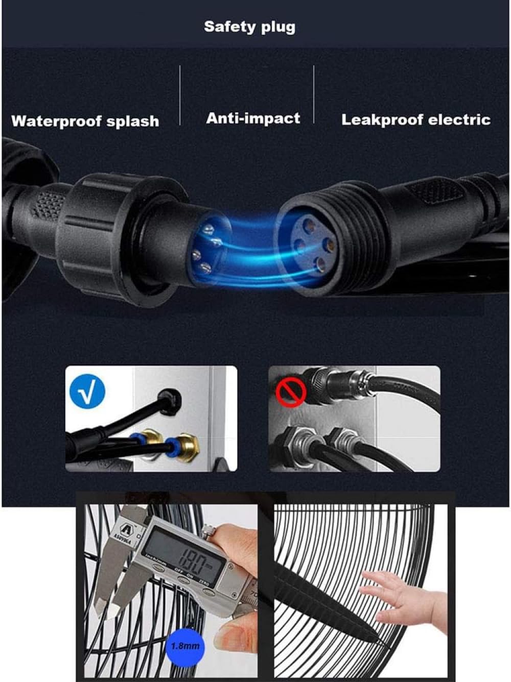 Ventilador De Pared con Mando A Distancia | Ventilador Potente Y Silencioso | Ventilador De Pared Cocina Eléctrico Grande | 3 Velocidades Y Temporizador | Cabezal Oscilante 90º-650mm