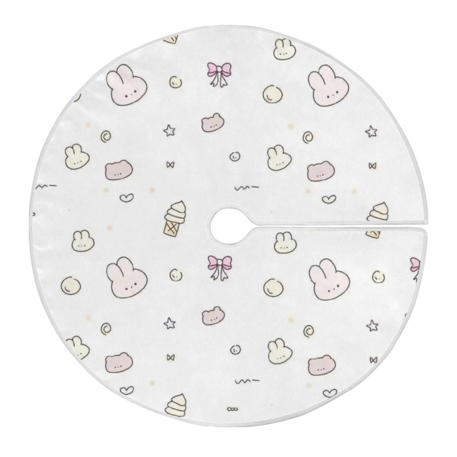 Jupe de sapin lapin blanc 1,2m pour arbre de Noël fin