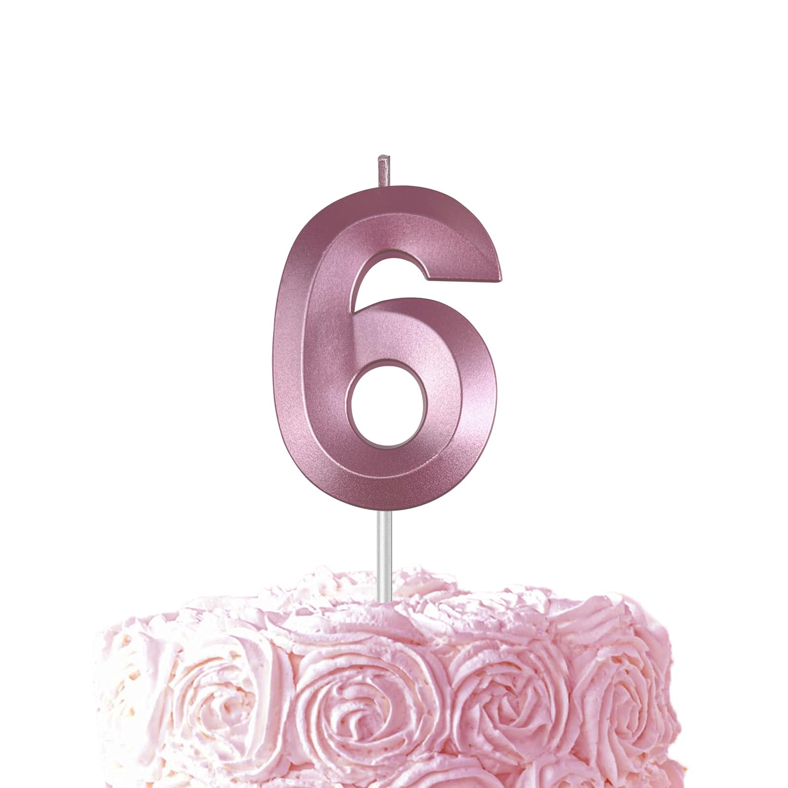 Pink Birthday Number 6 Candles for Wedding Party Cake Decorations