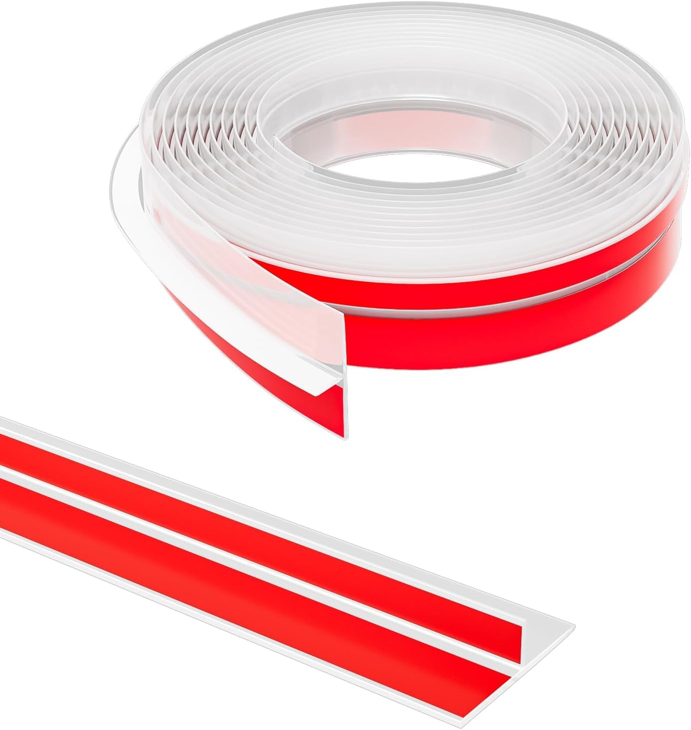 Elvone T-Shaped Door Draft Stopper, 1.97 in x 20 Ft Silicone Seal Strip for Windows Gaps, Weather Stripping Seal Strip Shower Sweep, Clear