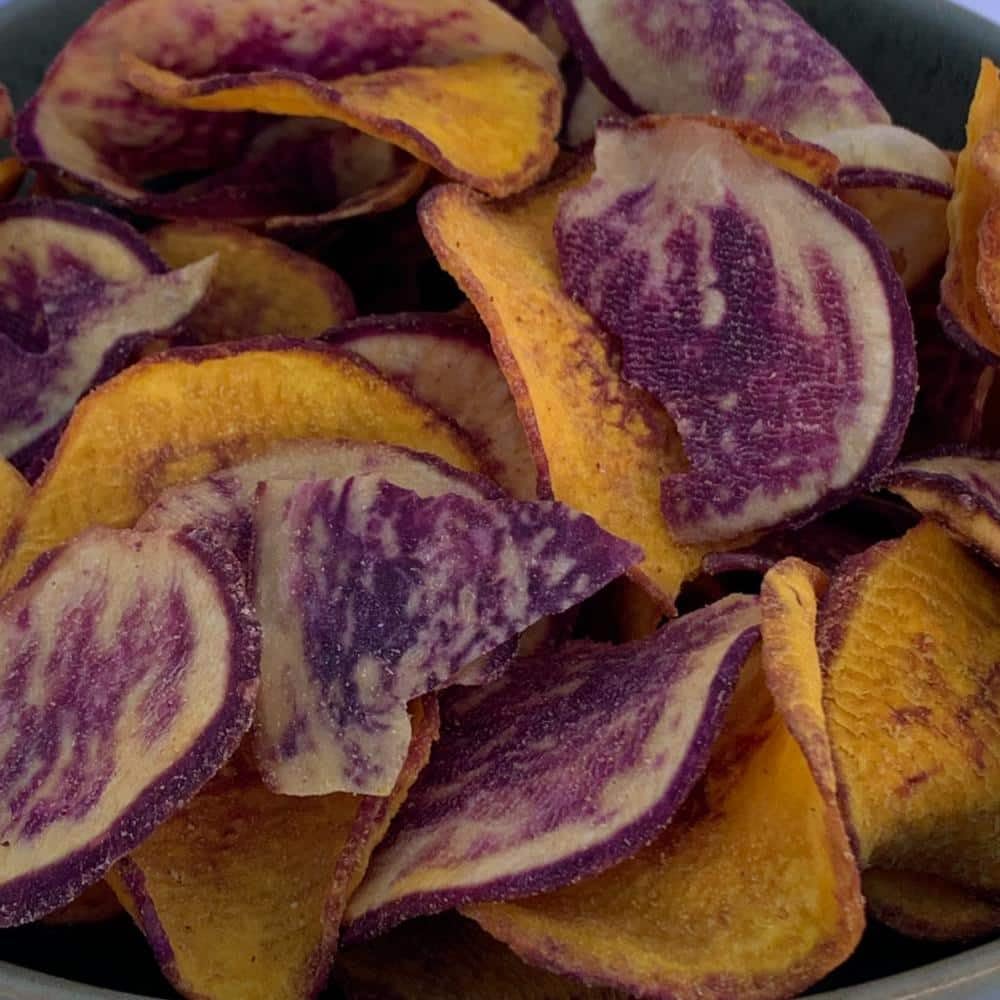 NULTHY - Chips de patate douce 450gr - Snack naturel et croustillant - Sans gluten, sans gras trans ni conservateurs - Patate douce orange et violette