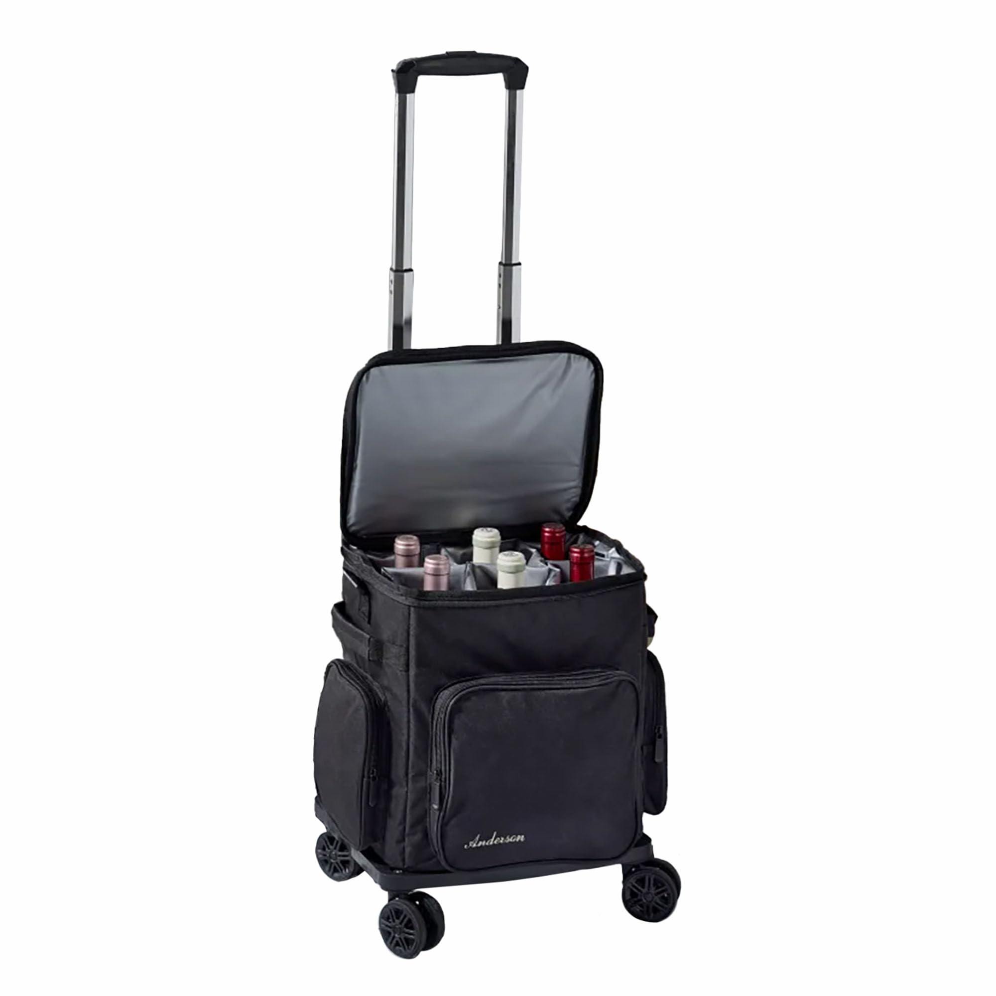 Wine Enthusiast 6 Bottle Insulated Bag with Rolling Cart