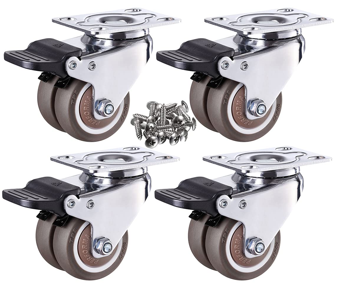 Buy NERILEE 2'' Silent Swivel Castors Wheels + Screws Load 500Lbs Heavy