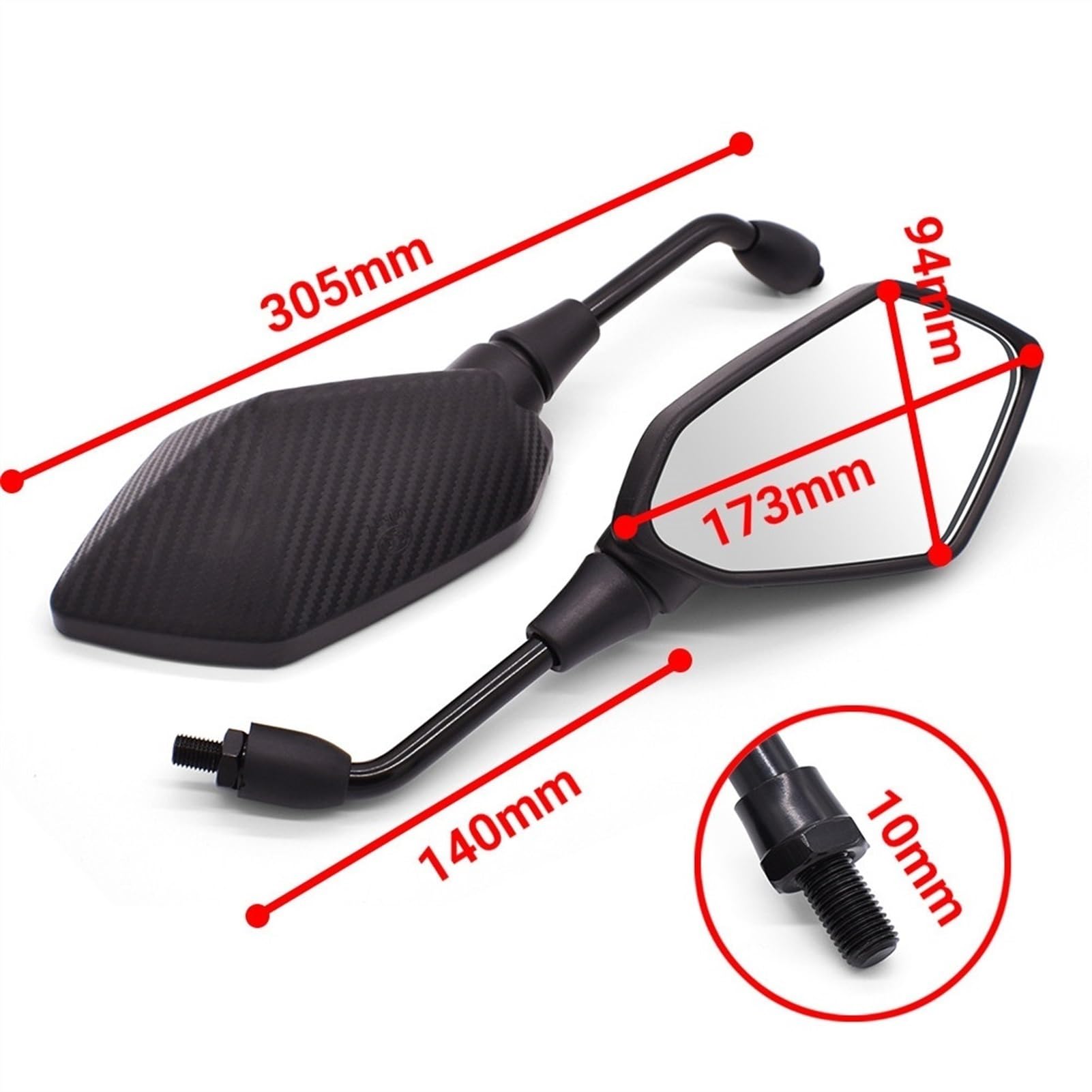 Specchietto Retrovisore Sinistro RMS Per MV Agusta Brutale 910, 989R, 1078R, Nero, Ricambio Originale Di Qualità, Passo Standard