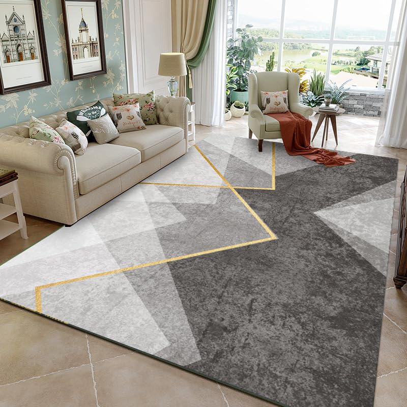 Tapis moderne gris 100 x 160 cm géométrique antidérapant