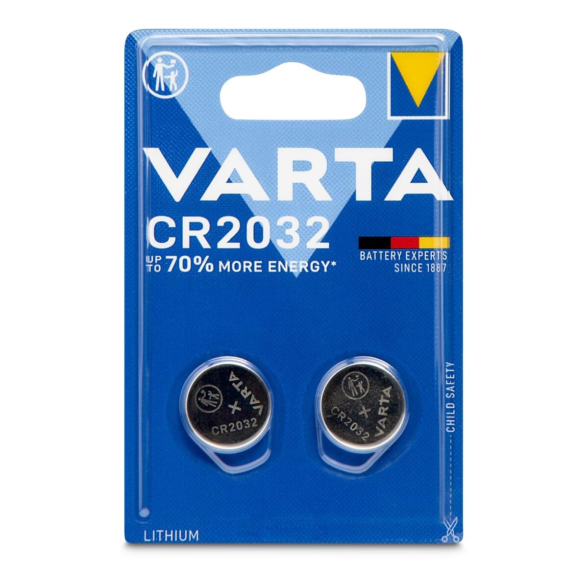 Varta Pila de botón de litio de 3 V Electronics CR2032, pilas de botón en un blíster original de 2 unidades