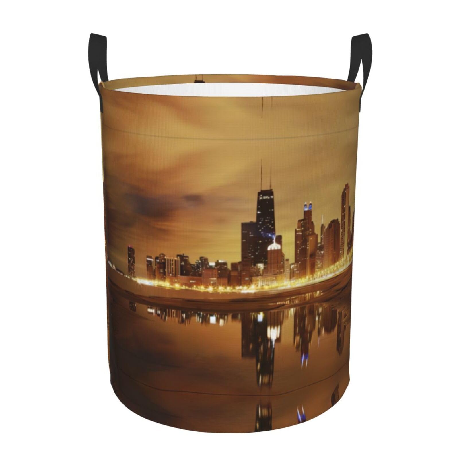 M Circular Hamper – Collapsible Chicago Print Laundry Basket