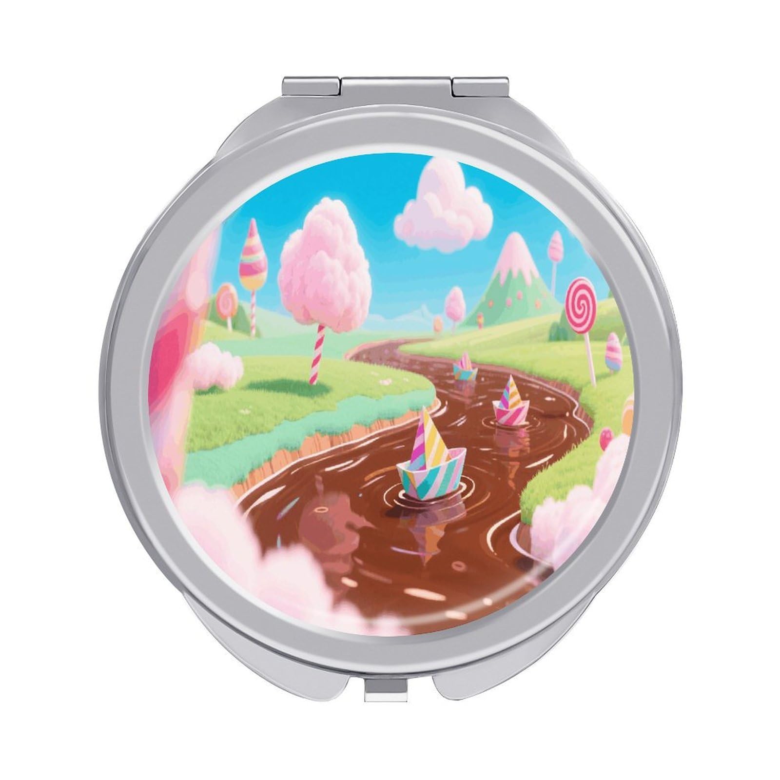 VstaDank Candy Travel Makeup Mirrors Exquisite Double-Sided 2X/1X Magnifying Folding Pocket Mirror Portable Round Handheld Mirror Mini Compact Mirrors for Outdoor Home