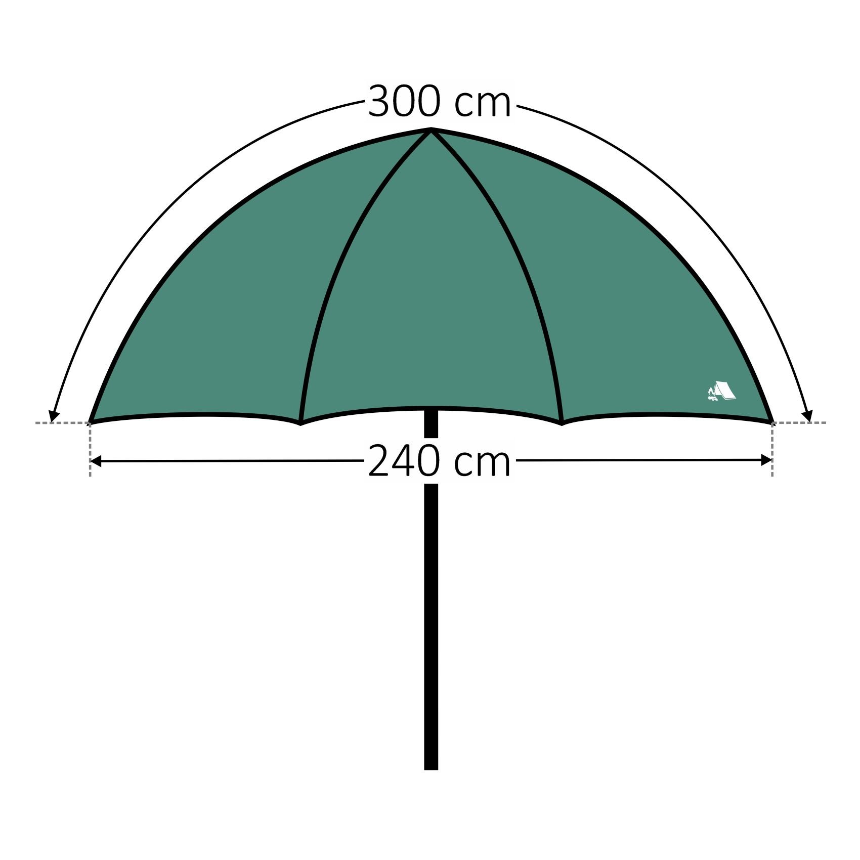 CampFeuer Paraguas de pesca con pared lateral | Tienda de campaña con protección contra el viento y clavos | Carpa de pesca, tienda de pesca, paraguas de pescador, sombrilla de camping