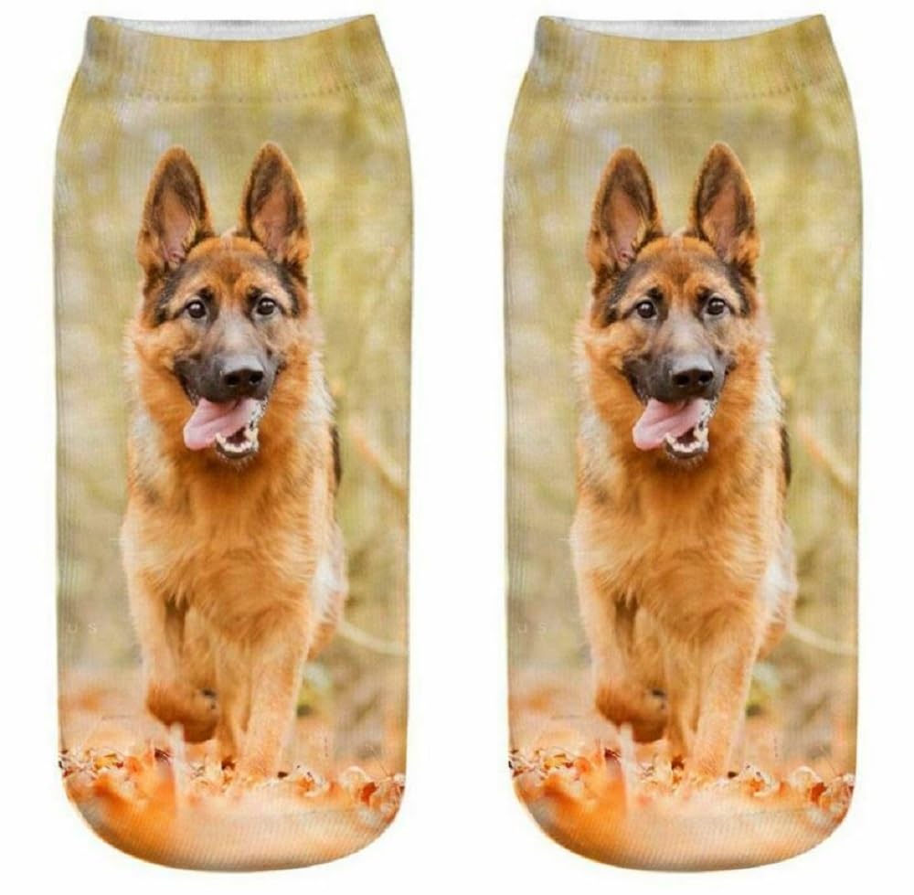 Furever Gifts Unisex Multicoloured German Shepherd Alsatian Dog Trainer Socks One Size Polyester 1 Pair