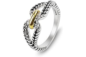 Designer Inspired Two Tone Crossover Band Ring