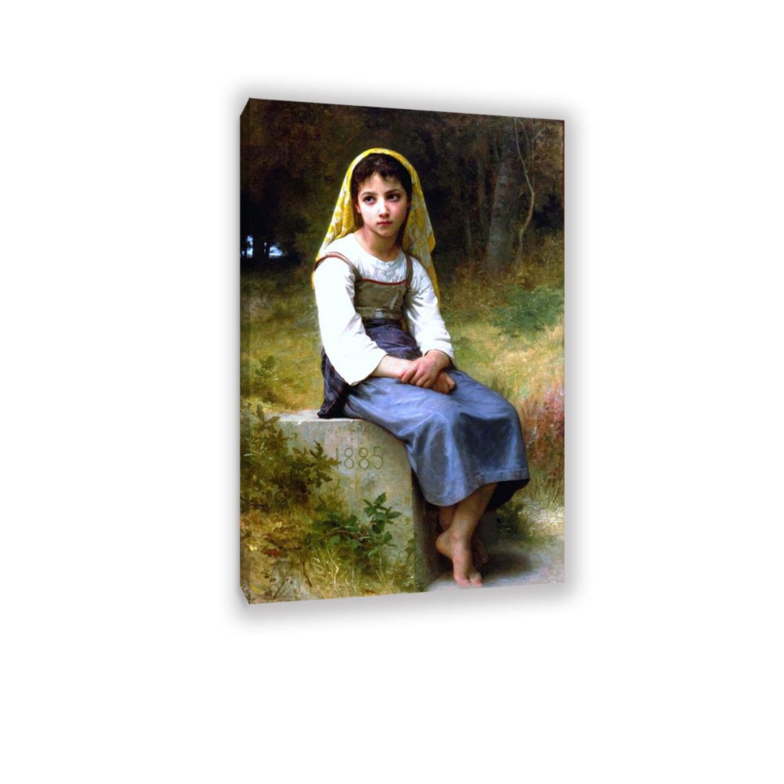 RXNHGJDS William-Adolphe Bouguereau Wall Art Meditation Fine Art Portrait Wall Painting Aesthetic Wall Decor for Living Room Bedroom Bathroom Home Decor 110x70cm Inner frame