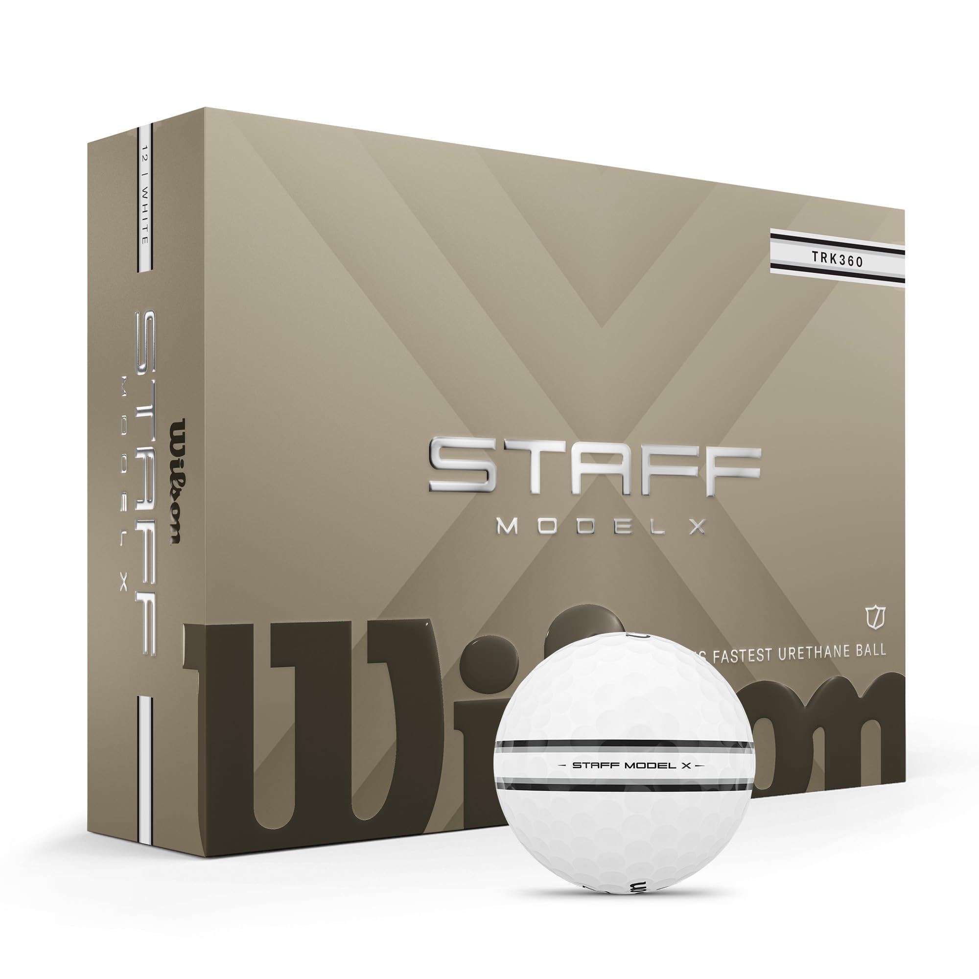 Wilson Staff Model X TRK360 Golfbälle, TRK360-Technologie für präzises Zielen, Vierteiliger Urethan-Ball, 12er-Pack, Farbe: Weiß