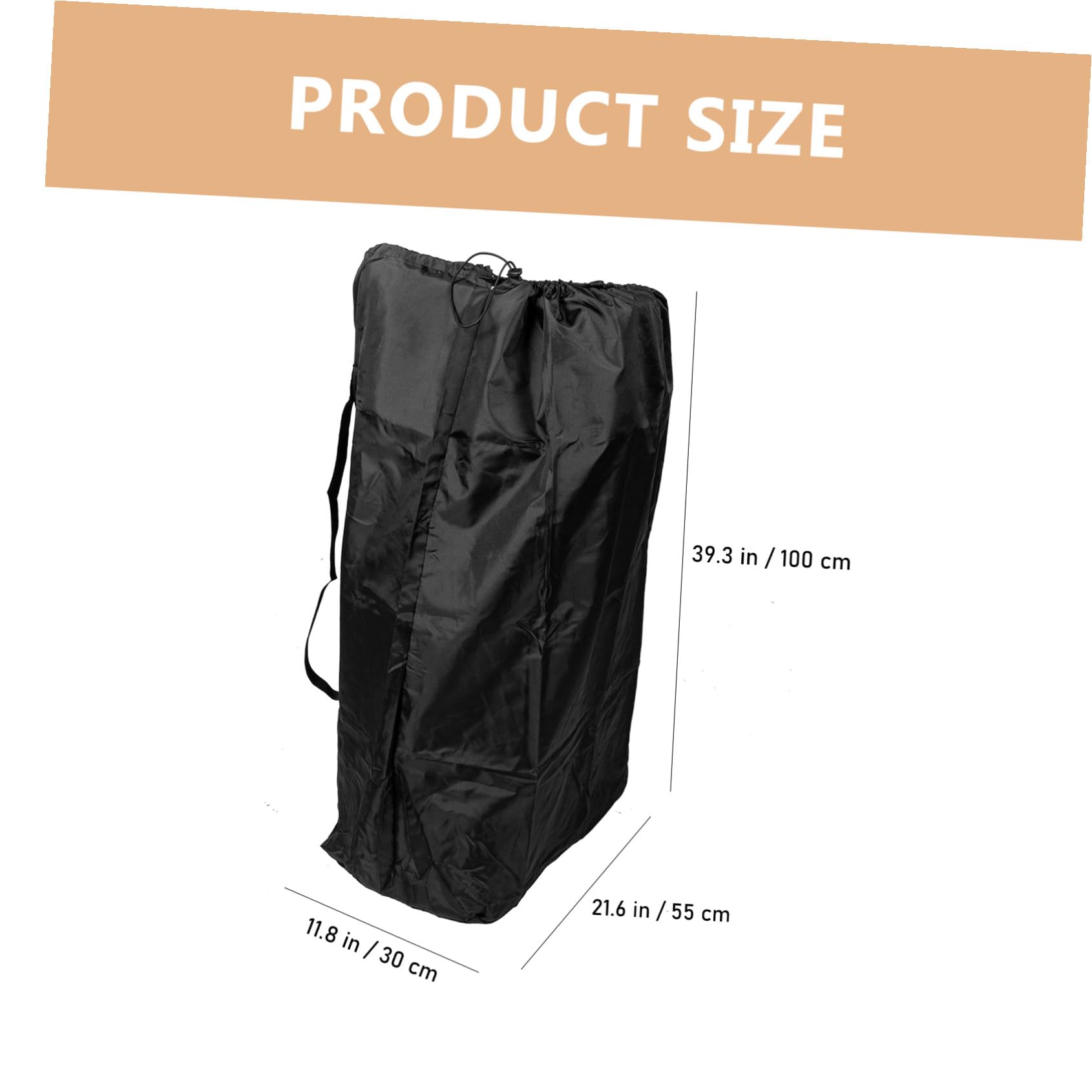 Borsa da Viaggio per Passeggino Nero in Nylon, per Aereo | Doppie Spalline, Chiusura a Coulisse Bloccabile, Cuciture Rinforzate per Tratte e Trasferte