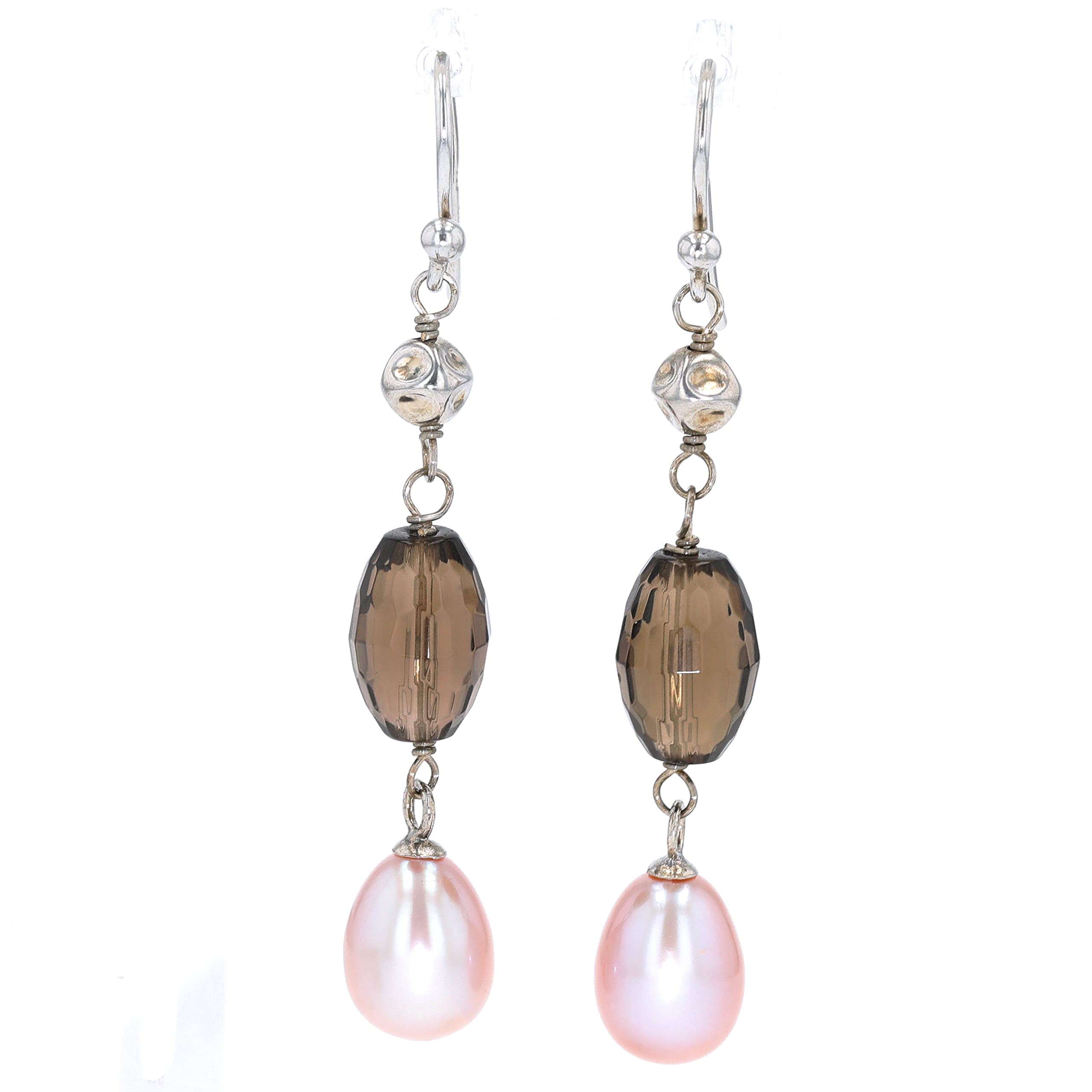 Diamond Delight 925 Sterling Silver Tear Drop Pearl Dangle Earring For Women and Girls, Silver, No Gemstone