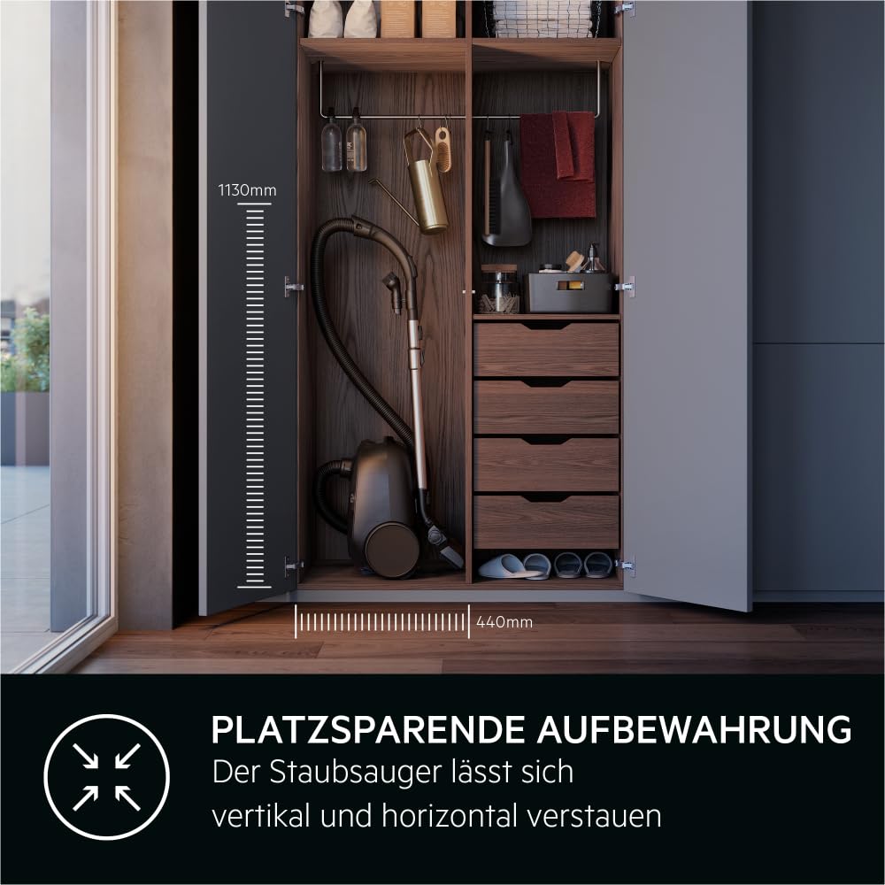 AEG AB61H6SW Staubsauger mit Beutel/hohe Saugleistung auf Allen Böden/inkl. Zusatzdüsen / 50% Recyclingkunststoff/ideal für Asthmatiker, Allergiker, Haustierbesitzer / 12 m Kabel / 850 W/weiß