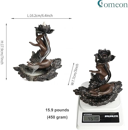 Miniatura 5 de Comeon Quemador de incienso de reflujo hecho a mano de resina en cascada de incienso Ruyi Zen, quemador de incienso de mano para decoración del