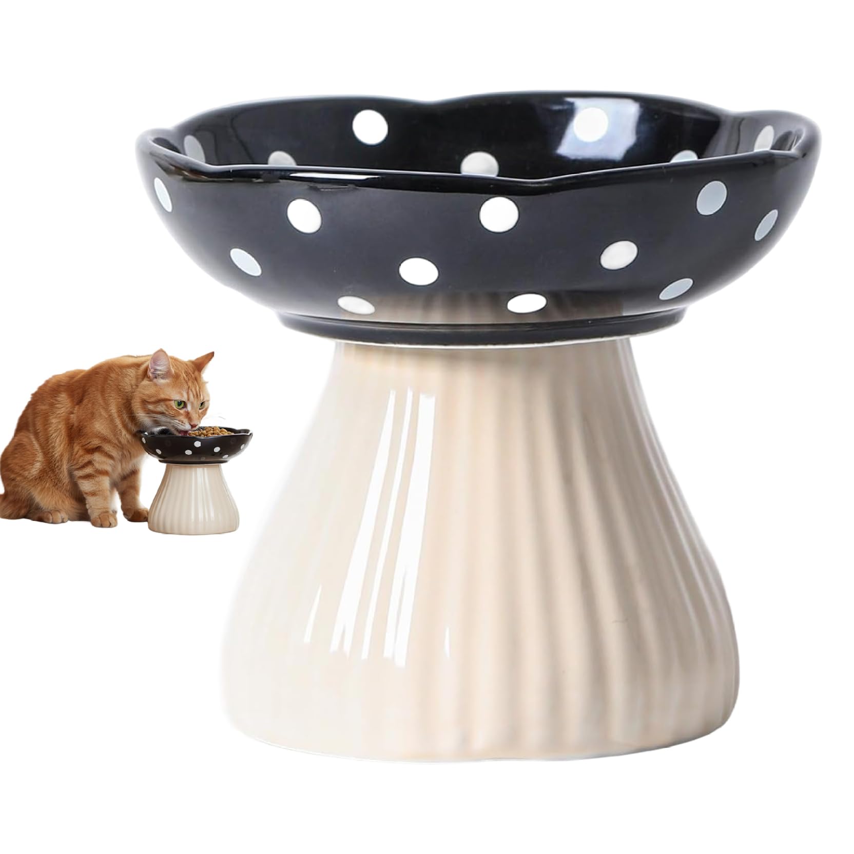 Gamelles surélevées pour chat en céramique noble design champignon