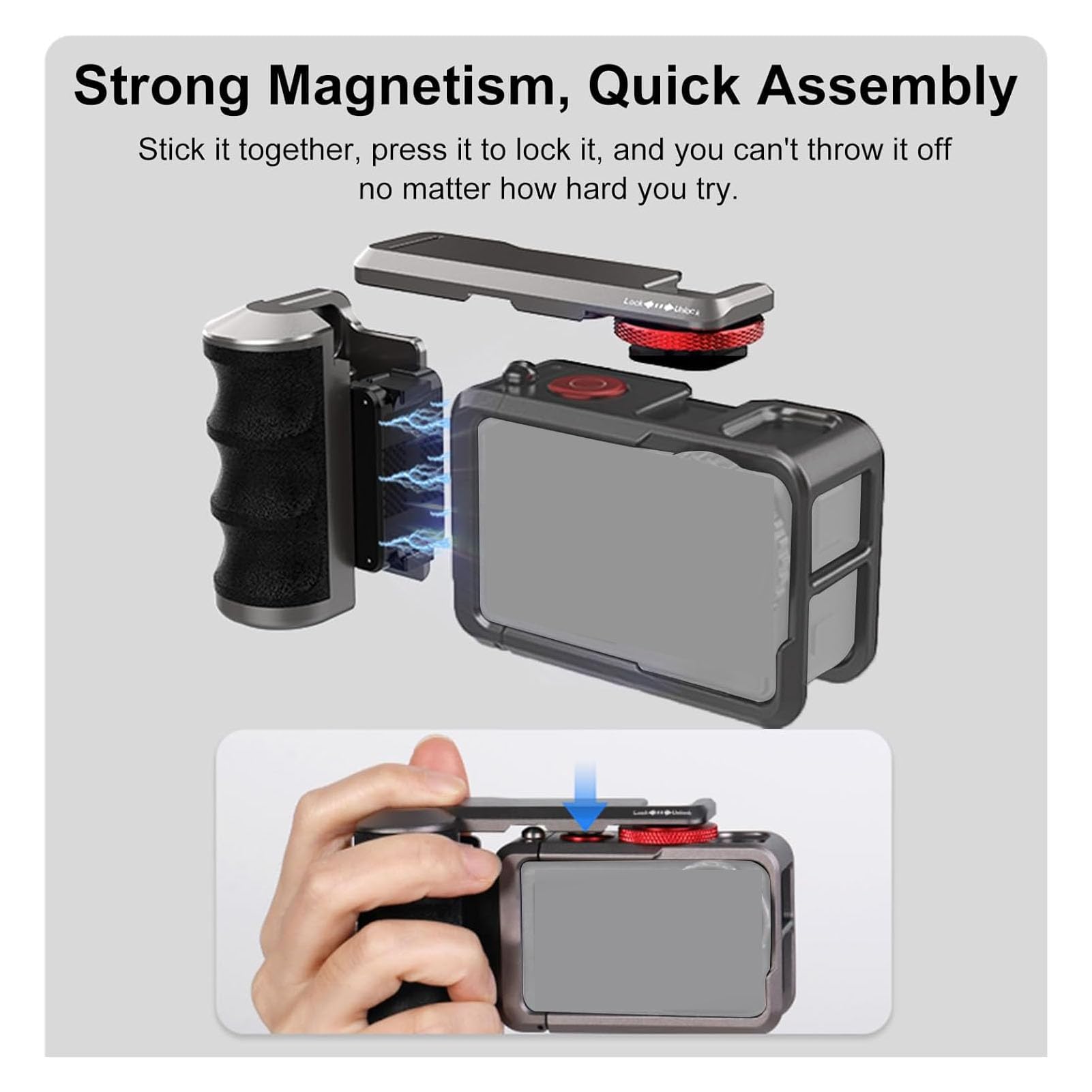 Zestaw Uchwytów do 5 Pro / 4/3 z klatką, Uchwyt do Fotografii Ulicznej do Ergonomicznej i Wygodnej Metalowej Klatki do Aparatu z Uchwytem do 5 Pro