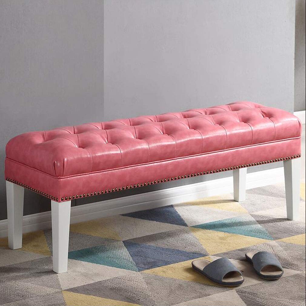 Repose-pieds banc ottomane tissu nordique siège rembourré gzz rose 90cm