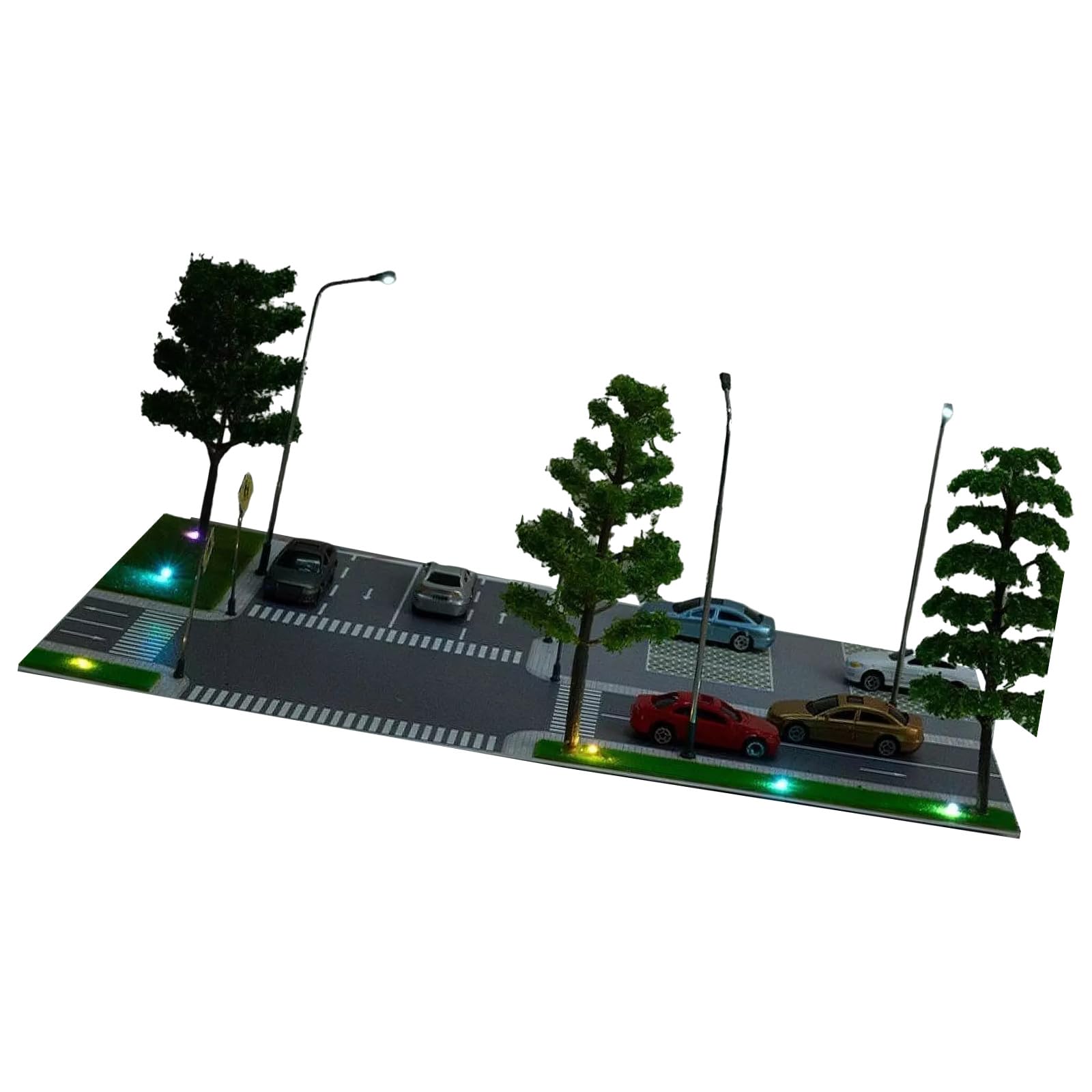 Diorama garage de voiture miniature avec éclairage LED décor route de ville