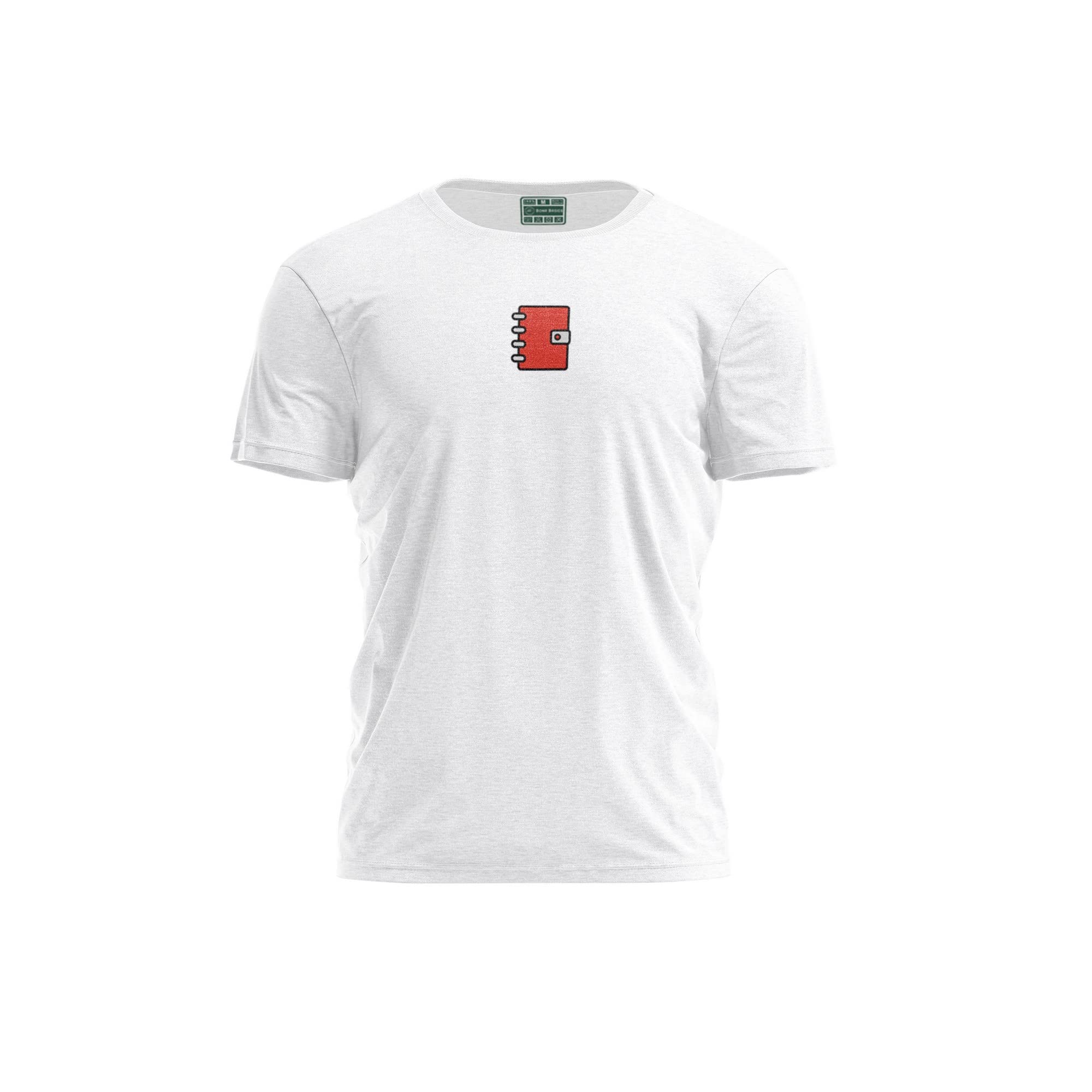 Bona Basics, Digitally Printed, Men's Basic T-Shirt,%100 Cotton, White, Casual, Men's Tops, Size: M