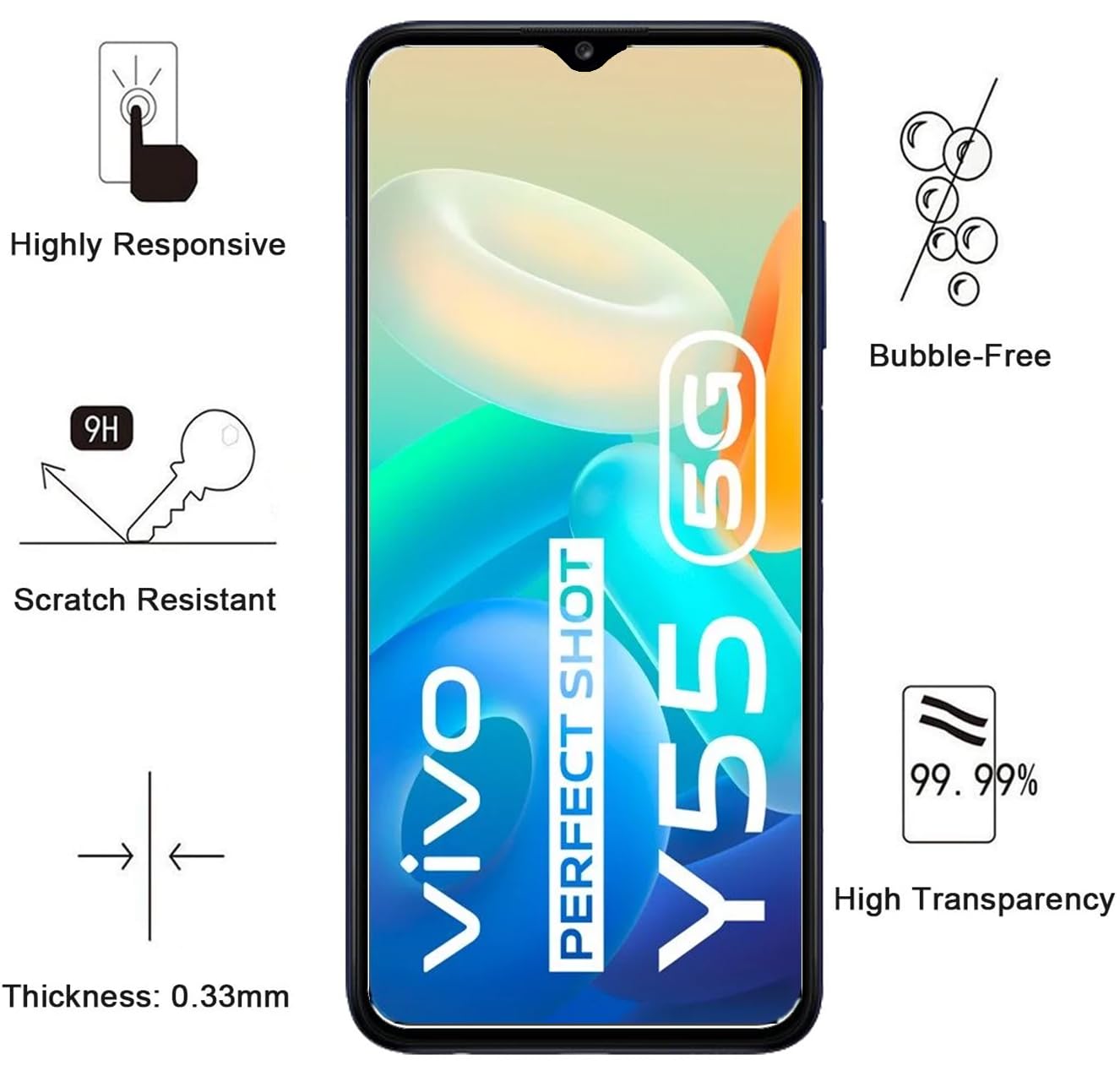 Coque VIVO Y55 5G Avec Support Intégré + 2 Films Verre Trempé – Protection Complète !