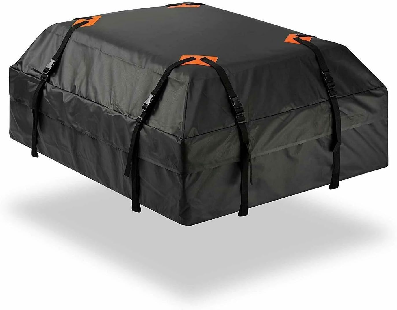 Crevizon Durable Roof Top Waterproof Cargo Bag - Classic Black 15 Cubic Feet Waterproof Car Roof Bag 425L Roof Bags for Any Cars with Roof Rack/Rails/Bars, Black