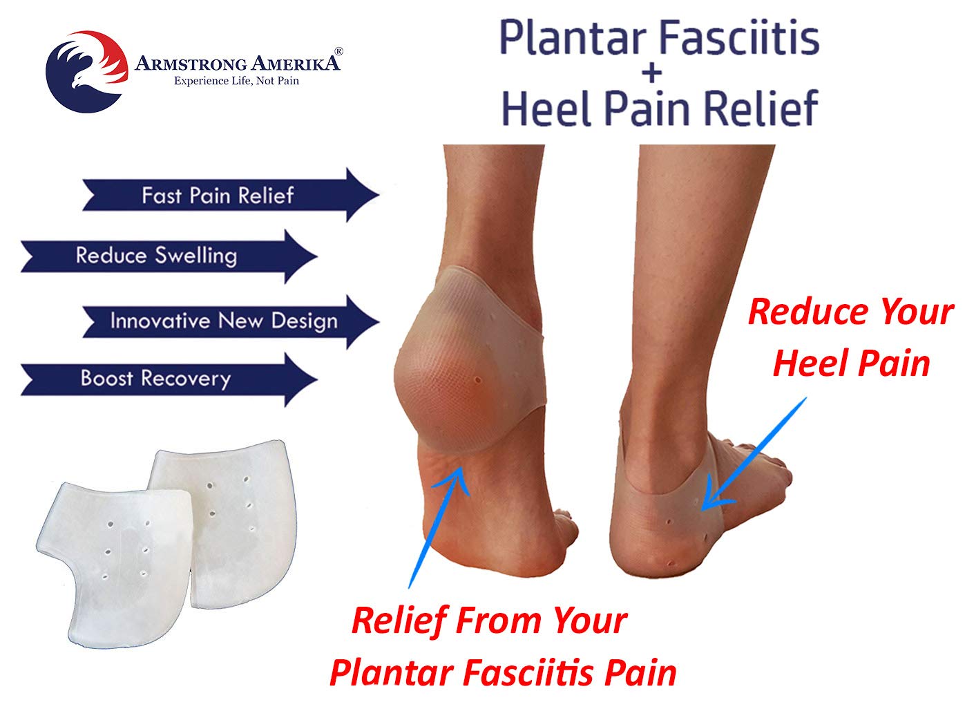 Plantar Fasciitis Inserts Heel Protectors Silicone Gel Heel Cups
