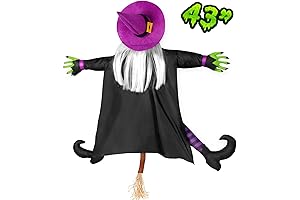 43“ Outdoor Halloween Decoration - Funny Cute Flying Witch with Broom in...