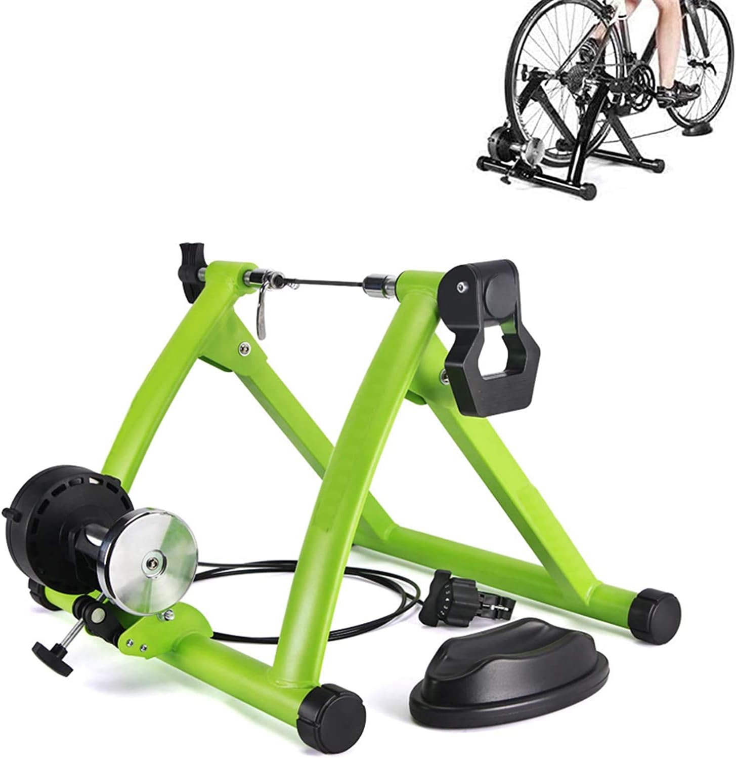 Bike Trainer Stand,Bike Trainer Stand Indoor Exercise,Magnetic Bike Trainer Stand with Wire Control 6 Level Resistance Fits,Green