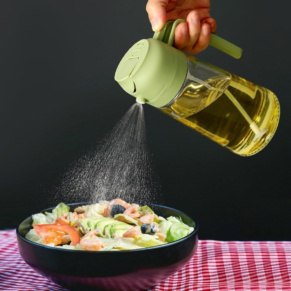 ONISHOMES Oil Spray Bottle for Cooking – Sprayer & Dispenser for Kitchen Use, Air Fryer, BBQ, Salad, Dosa, and Frying | Refillable Mister Bottle | Multicolor (2 in 1 Oil Sprayer and Dispenser Bottle) 3