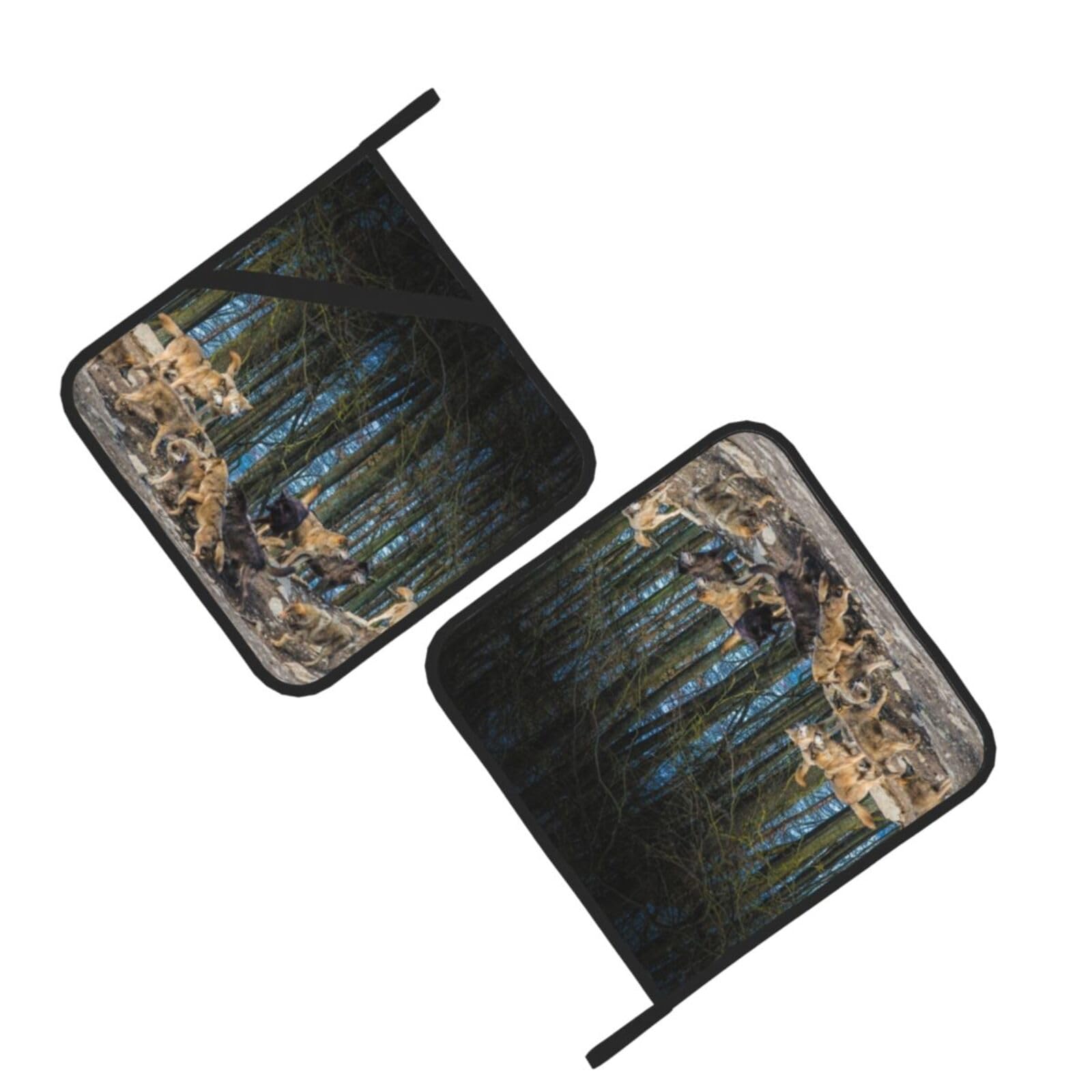 Wolf Printed Oven Pot Holders Set of 2 Pcs Heat Resistant Kitchen Microwave Potholders for Cooking Baking Grilling