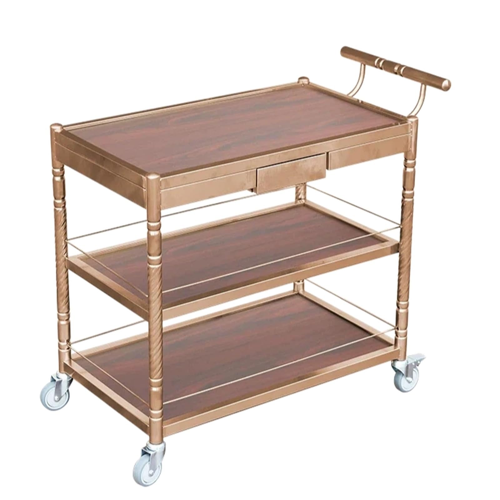 ZYYANSHOP Kitchen Storage Cart 3-Tier Stainless Steel Bar Cart Rolling Beverage and Cake Serving Trolley