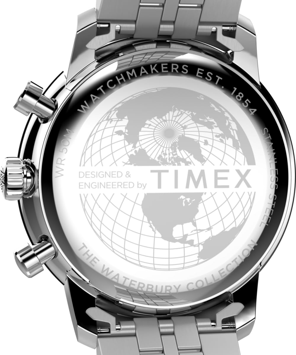 Timex Waterbury Metropolitan Chronograph Tw2Y23600 Zegarek Męski, 41 mm, Bransoleta ze Stali Nierdzewnej i Zielona Tarcza