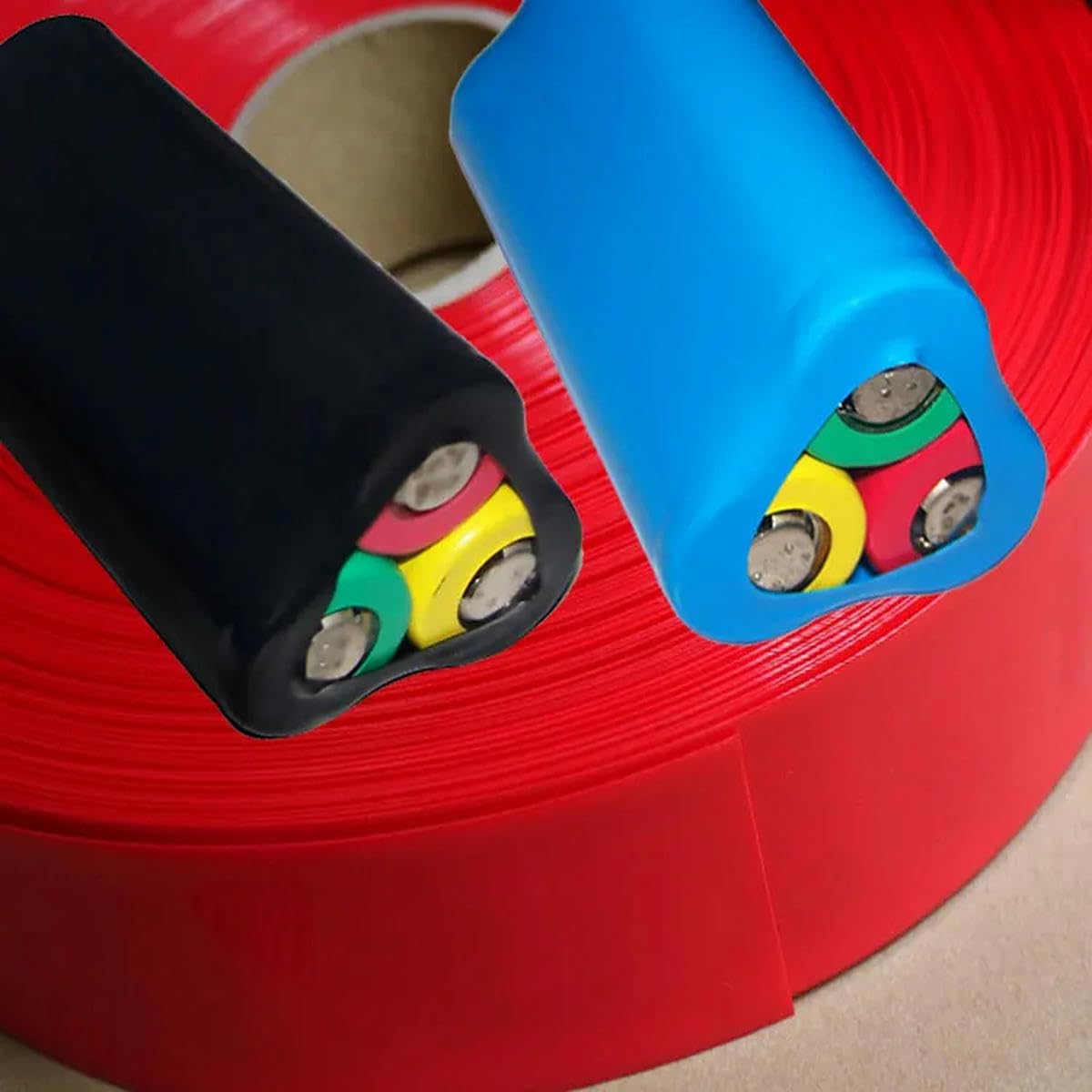 2/10 m 18650 Batería Lipo Paquete de tubos termorretráctiles de PVC Ancho 17 mm ~ 80 mm Envoltura de película aislada Caja de litio Manga de cable Azul Multi-Ancho 66 mm Diámetro 42 mm-10 met