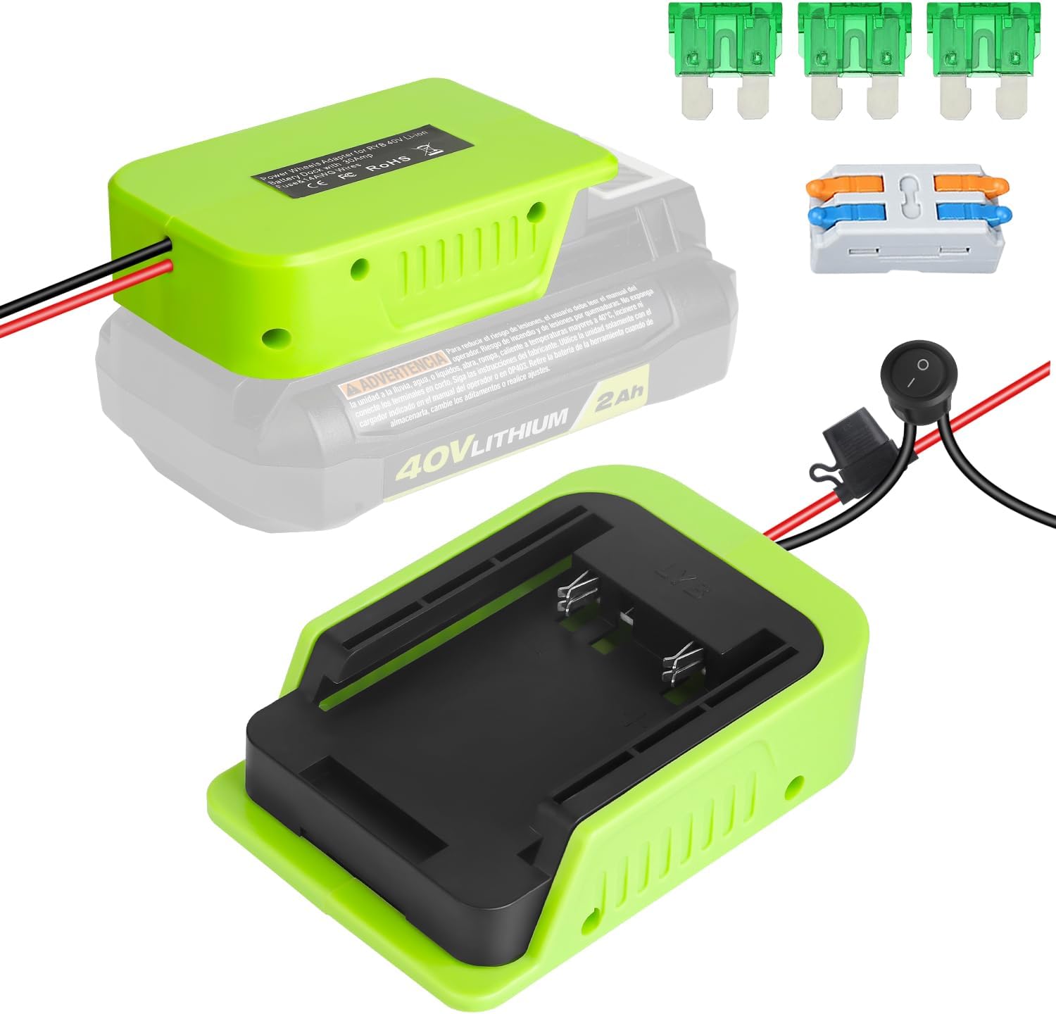 20V to 12V Step-Down Converter for Dewalt 20V Max for Power Battery Adapter Wheel, DC 12V 15A 180W Buck Converter Regulator with 30A Fuse & Wire Terminal for Golf Cart RC Car Truck Light & DIY