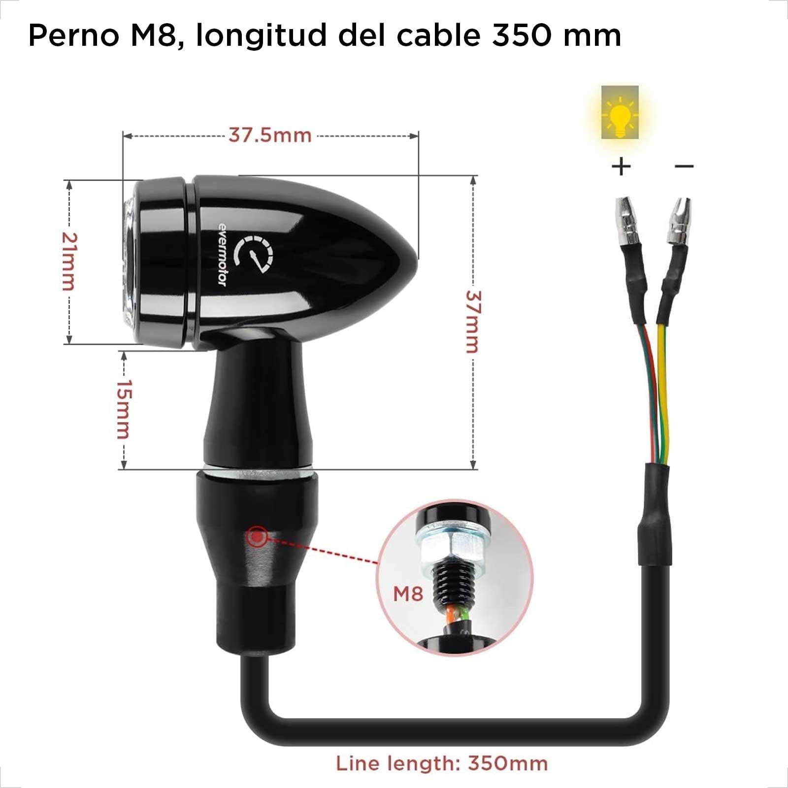 evermotor Universal CNC 12V 2PCS E32 Mini Intermitentes Moto, Homologados Señal de Giro Indicadores de Aluminio IP67 Impermeabilidad E Prueba