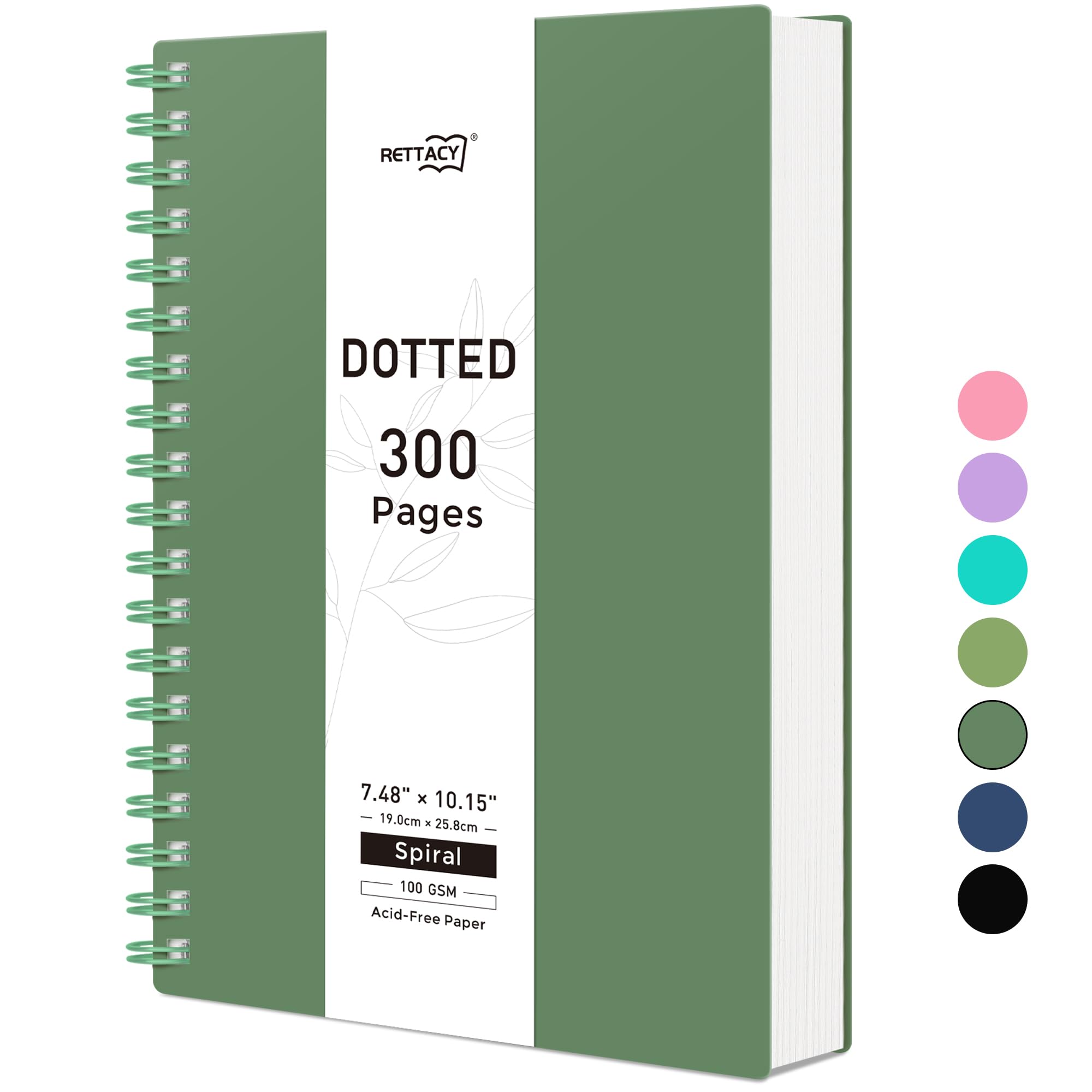 RETTACY B5 Dotted Notebook, Bullet Dot Grid Journal, Wirebound Spiral Notebooks 300Pages /150 Sheets for Writing,100gsm