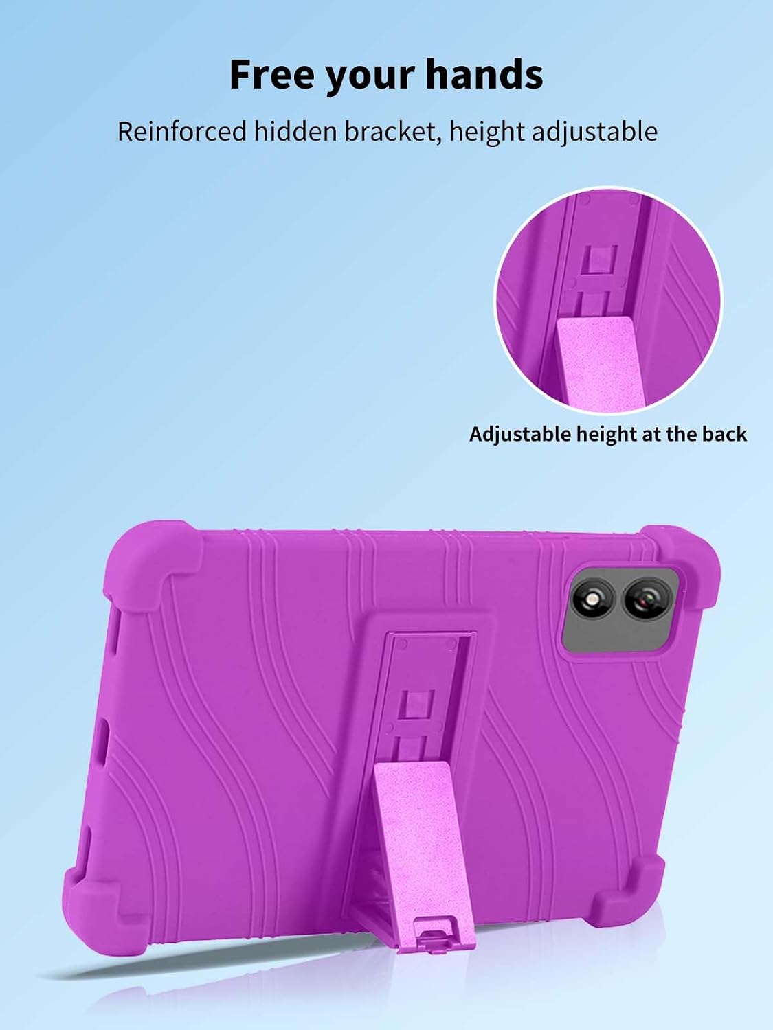 Case for BNCF Bpad Mini Tablet 8.4inch,NOUKAJU Tablet Protection Case,Adjustable Bracket,Soft Silicone,Silicone Protection Cover for BNCF Bpad Mini(Purple) image 4