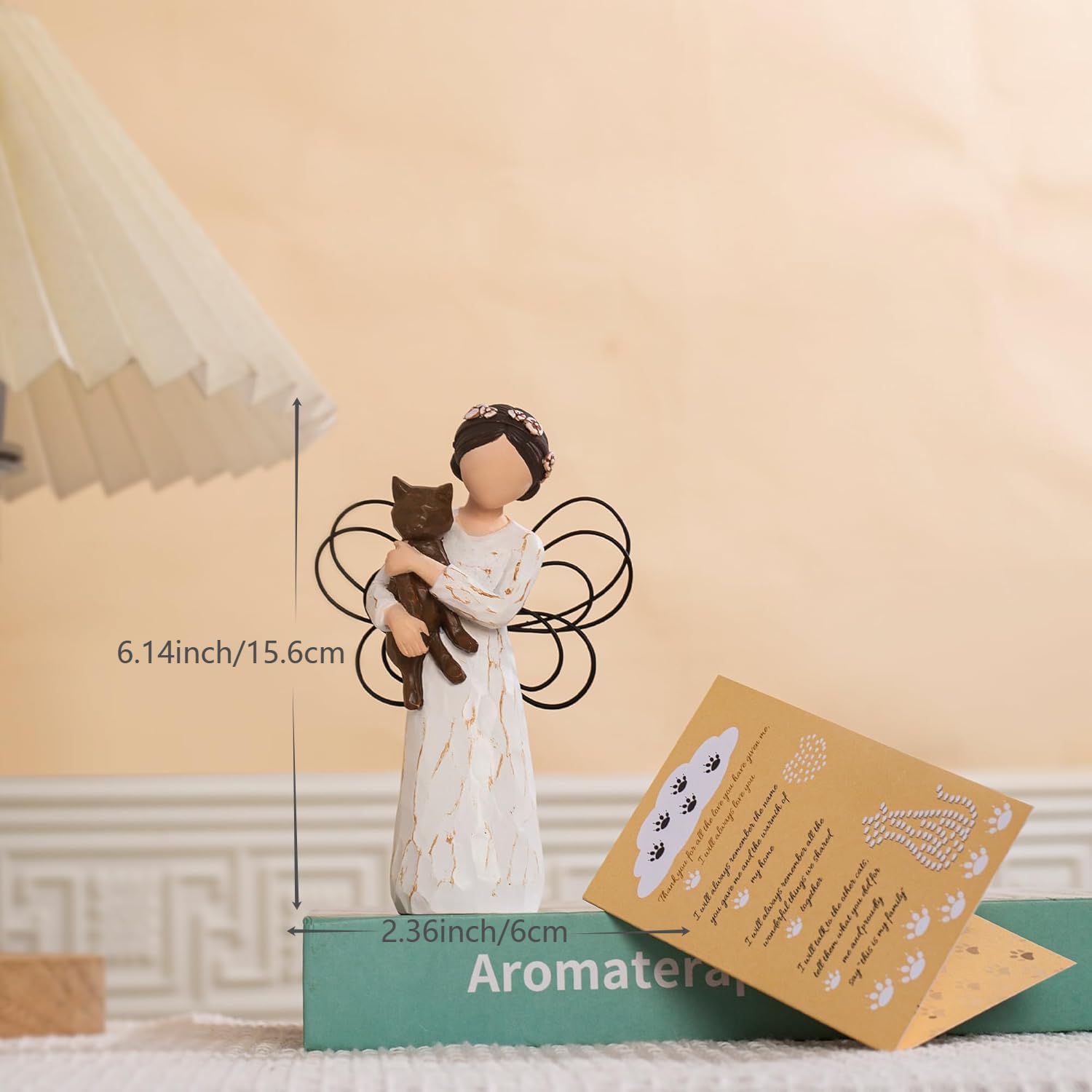 SIGUEJOR Cat Memorial Gifts for Loss of Cat, Pet Cat Remembrance Gifts, Hand-Painted Collectible Cat Angel Figurine Statue for Cat Lovers in Memory of Their Beloved Cat