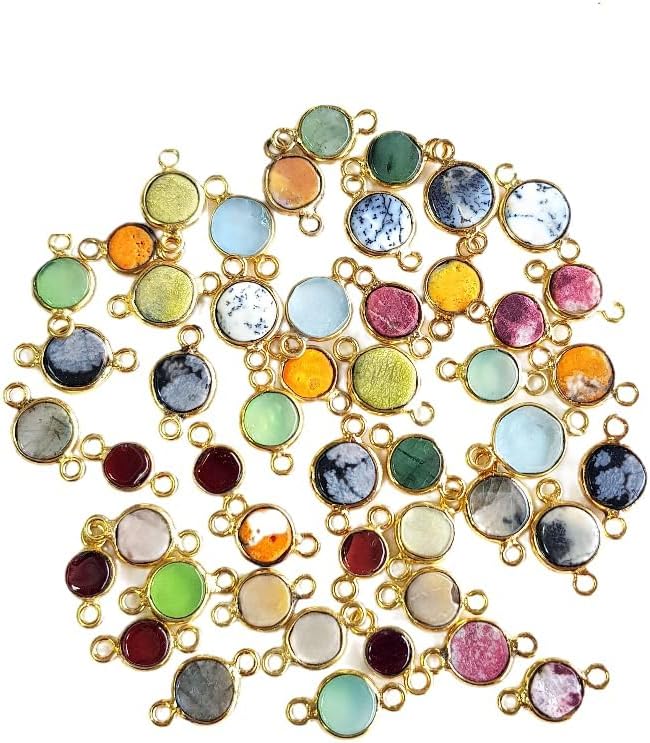 Rare Gemstone | Natural Gemstone Connectors for jewelry making, Gemstone Charms for DIY Jewelry Necklace, bracelet, Natural Stone Pendants For gifts, 4 Pieces, Size – 5 MM Approx. 24K Gold Plated - Image 2