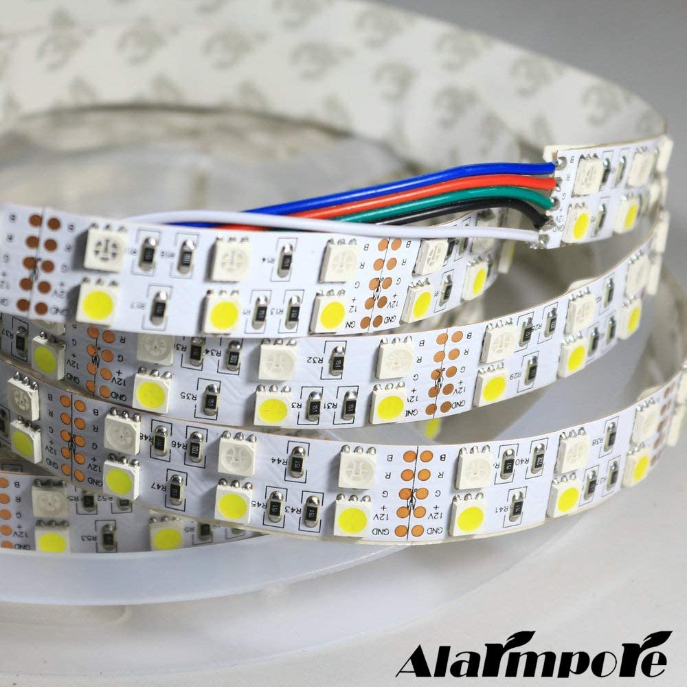 Amazon.com: Alarmpore Lighting Apparatus 16.4FT Double Row Led Rope Light  5050 RGBW RGB White LED Strip Light 5M 600Leds SMD Flexible Tape Light Lamp  120Leds/M 12V DC for Wedding Party Holiday LED