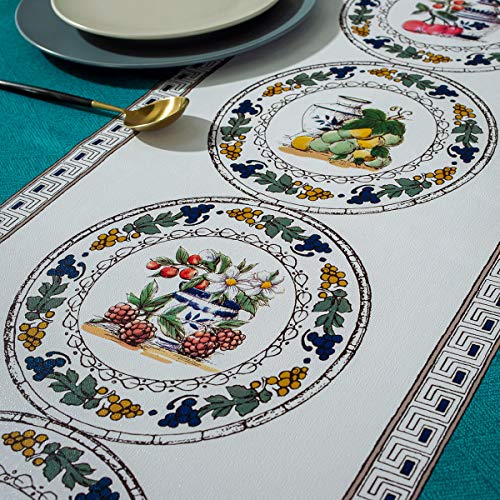 Nappe imperméable PVC bleu blanc 90x140cm de table rectangulaire rectoverso - 5
