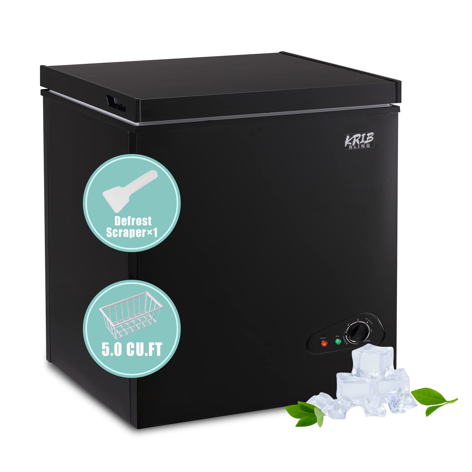 KRIB BLING FLG-80Q 5 cu ft Chest Freezer Black
