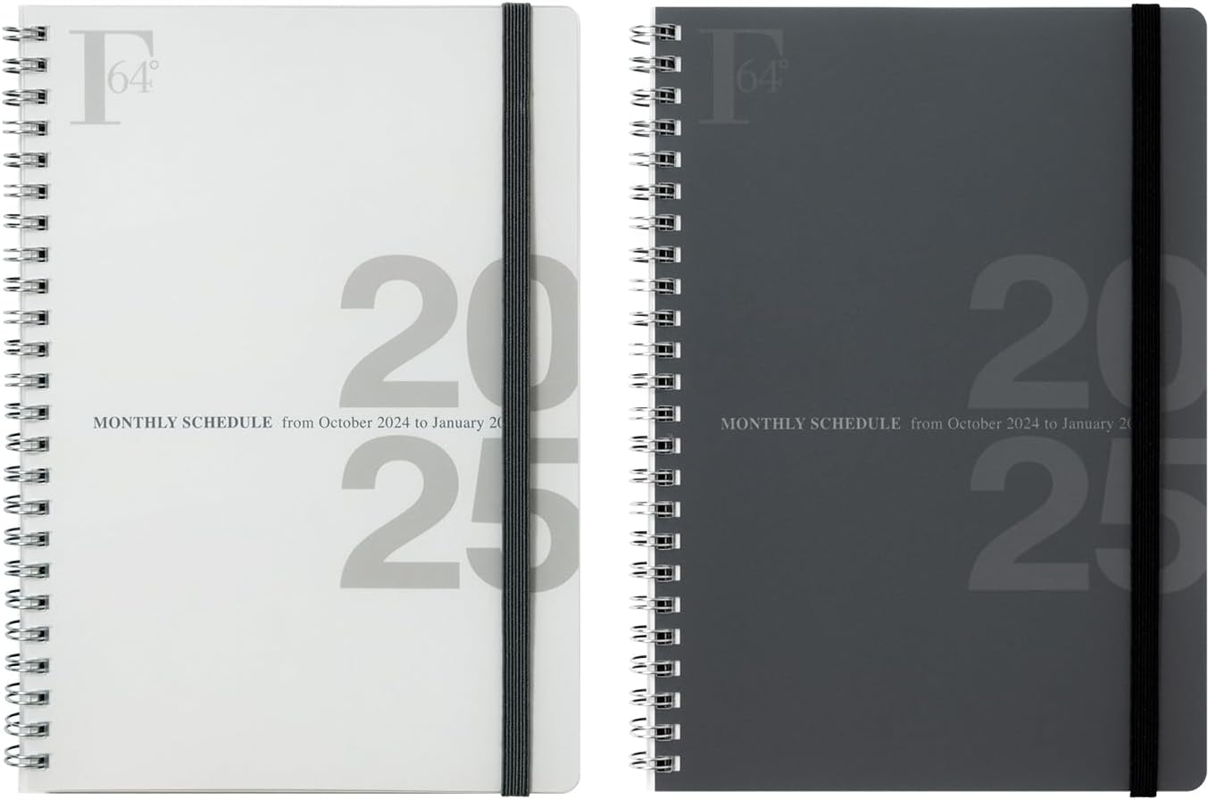 Kyokuto PBF57K25 Notebook, 2025, Begins October 2024, FOBCOOP A5, W Ring Bound Type, Monthly, Black