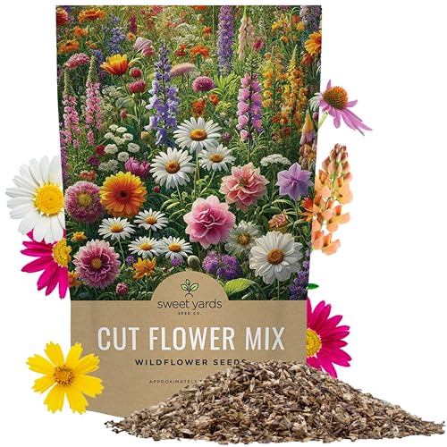 Cut Flower Garden Seeds - Bulk 1/4 Pound Bag - Over 30,000 Fresh Open Pollinated Non-GMO Wildflower Seeds - Long Lasting Annuals and Perennials with Bright Colors