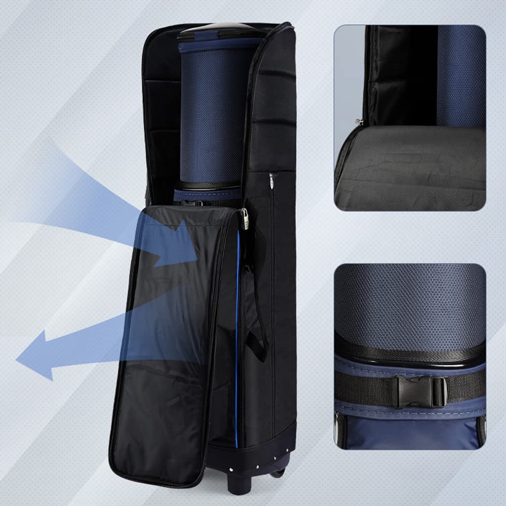 KOFULL Borsa da viaggio da golf con ruote, borsa da aviazione da golf, borsa da viaggio imbottita con ruote pieghevole (nero-rosso)